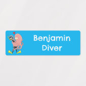 Octopus umarmt Taucher Cartoon Spaß personalisiert Etiketten (Design 1)