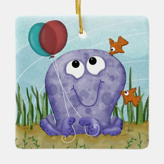Octopus und Fishy Kisses Keramikornament (Vorderseite)