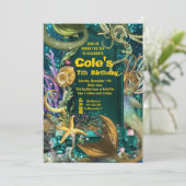 Octopus Under Sea Mermaid Party Einladung (Stehend Vorderseite)