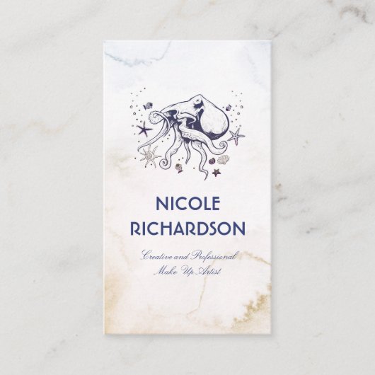 Octopus - Unter Meer - Wasserfarbe der Marine Visitenkarte (Vorderseite)