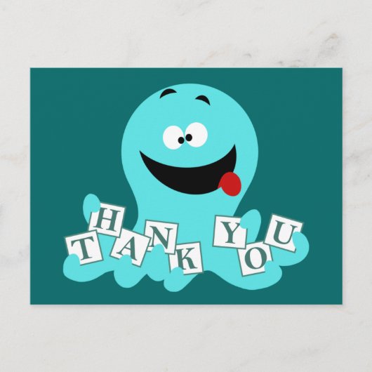 Octopus Vielen Dank Postkarte (Vorderseite)