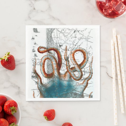 Octopus Vintag Map Serviette (Beispiel)