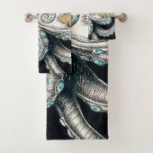 Octopus Vintage Karte Beige Badhandtuch Set (Insitu)