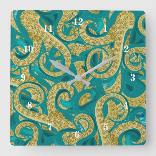 Octopus Wall Clock Quadratische Wanduhr (Vorderseite)