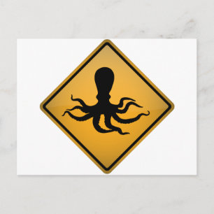 Octopus-Warnzeichen Postkarte