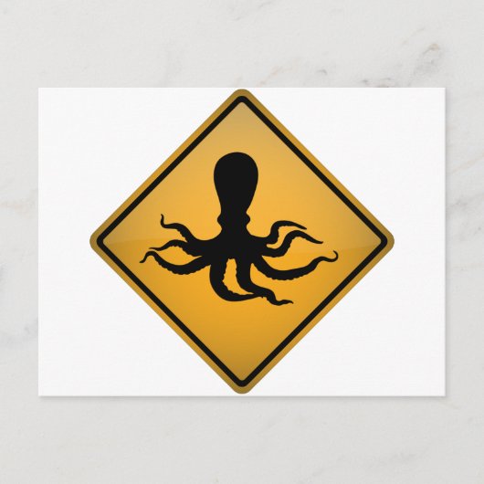Octopus-Warnzeichen Postkarte (Vorderseite)