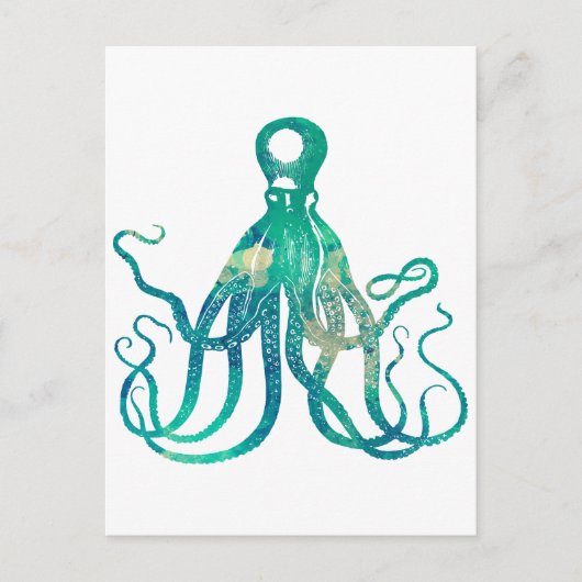Octopus Watercolor Postcard Postkarte (Vorderseite)