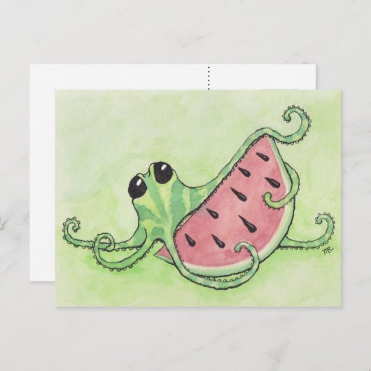 Octopus & Watermelon Postkarte (Vorne/Hinten)