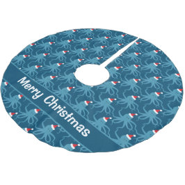 Octopus Weihnachtsmannmütze Blue Christmas Polyester Weihnachtsbaumdecke