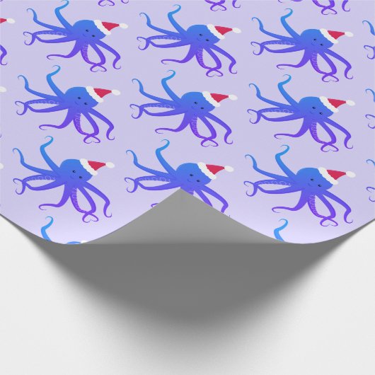 Octopus-Weihnachtsmannmütze Lila Weihnachten Geschenkpapier (Ecke)