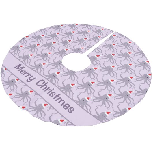 Octopus-Weihnachtsmannmütze Lila Weihnachten Polyester Weihnachtsbaumdecke (Schrägansicht)