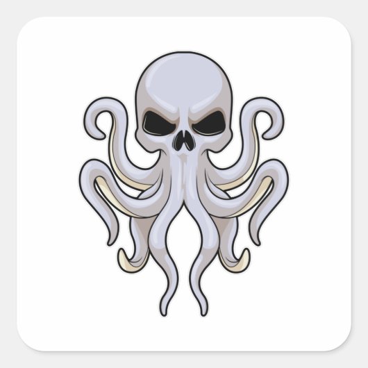 Octopus with 8 Arms & Skull Quadratischer Aufkleber (Vorderseite)