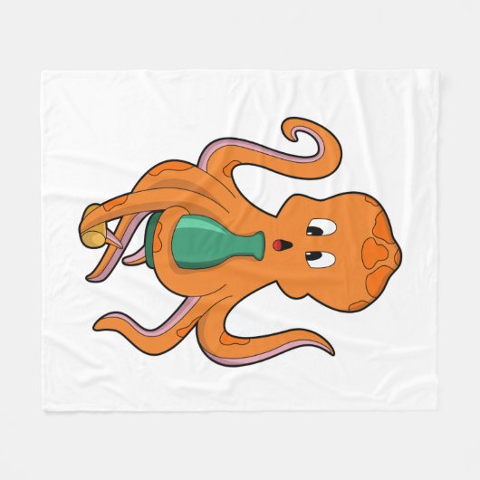 Octopus with Bottle.PNG Fleecedecke (Vorderseite (Horizontal))