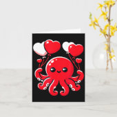 Octopus With Heart Balloons Adorable Valentines Da Karte (Gelbe Blume)