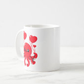 Octopus With Heart Lloons Adorable Valentines Day  Kaffeetasse (Vorderseite Links)