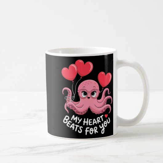 Octopus With Heart Lloons My Heart Beats For You V Kaffeetasse (Rechts)