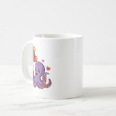 Octopus With Heart Lloons Valentine Day Kaffeetasse (Vorderseite Links)