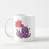 Octopus With Heart Lloons Valentine Day Kaffeetasse (Links)