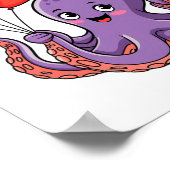 Octopus With Heart Lloons Valentine Day  Poster (Ecke)