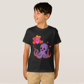 Octopus With Heart Lloons Valentine Day T-Shirt (Vorne ganz)