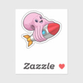 Octopus with Rocket Aufkleber (Blatt)