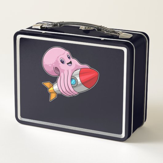 Octopus with Rocket Metall Brotdose (Rückseite)