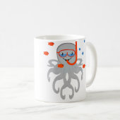 Octopus With Scuba Diving Snorkling Octopus For Kaffeetasse (VorderseiteRechts)