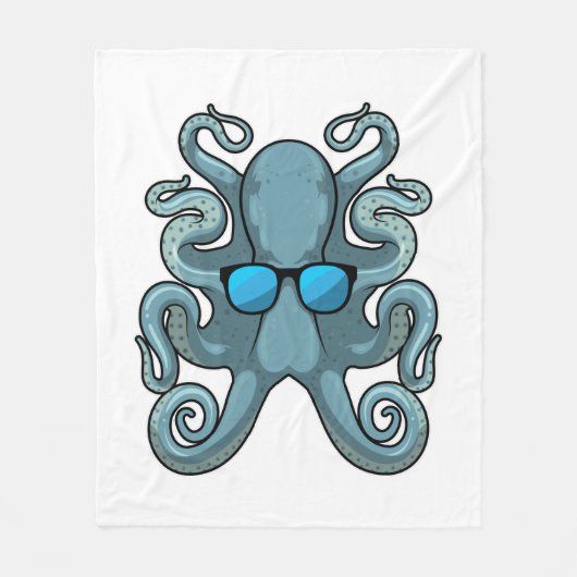 Octopus with Sunglasses Fleecedecke (Vorderseite)