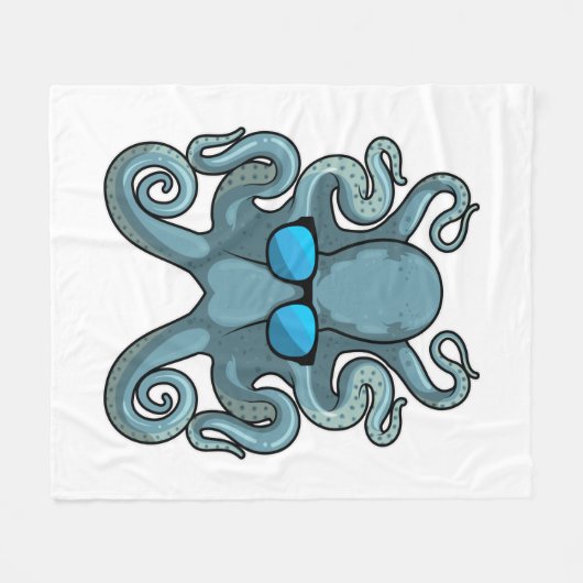 Octopus with Sunglasses Fleecedecke (Vorderseite (Horizontal))