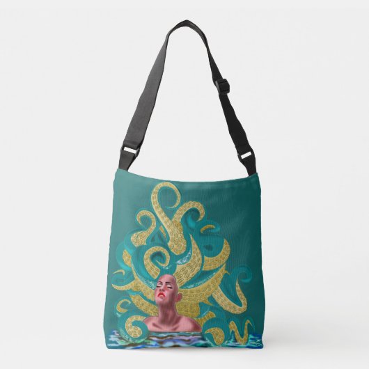 Octopus Woman Crossbody Bag Fantasy Tragetaschen Mit Langen Trägern (Vorderseite)