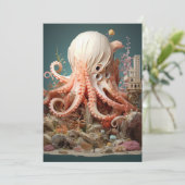 Octopus World Underwater Fantasy Ocean Abstrakt Einladung (Stehend Vorderseite)