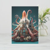 Octopus World Underwater Fantasy Ocean Abstrakt Einladung (Stehend Vorderseite)