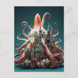 Octopus World Underwater Fantasy Ocean Abstrakt Postkarte
