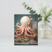 Octopus World Underwater Fantasy Ocean Abstrakt Postkarte (Stehend Vorderseite)