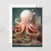 Octopus World Underwater Fantasy Ocean Abstrakt Postkarte (Vorne/Hinten)