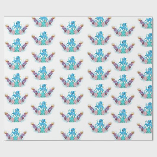 Octopus Wrapping Paper Geschenkpapier (Flach)