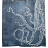 Octopus - Zweifarbiges Blau verblasstes Denim Wass Duschvorhang (Vorderseite)