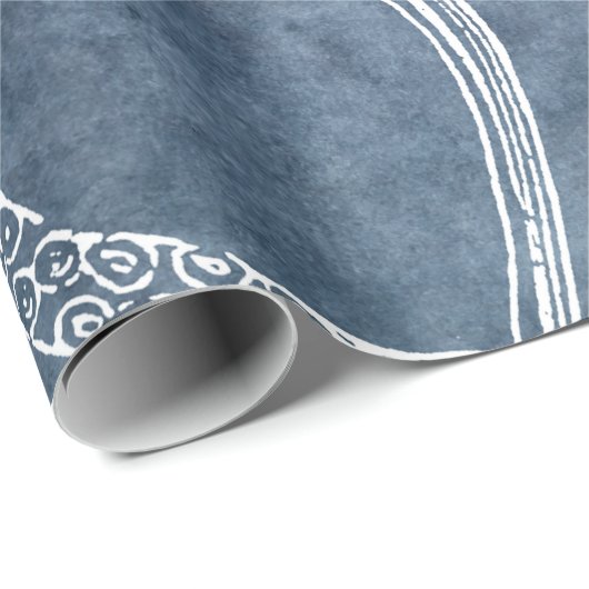 Octopus - Zweifarbiges Blau verblasstes Denim Wass Geschenkpapier (Rolleneckpunkt)