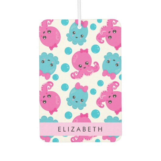 Octopusmuster, Niedlicher Kraken, Meer, Ihr Name Autolufterfrischer (Vorderseite)