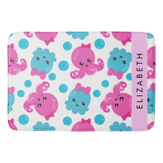 Octopusmuster, Niedlicher Kraken, Meer, Ihr Name Badematte (Vorderseite)