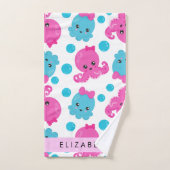 Octopusmuster, Niedlicher Kraken, Meer, Ihr Name Badhandtuch Set (Handtuch)