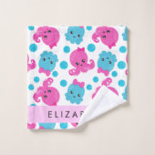 Octopusmuster, Niedlicher Kraken, Meer, Ihr Name Badhandtuch Set (Waschlappen)