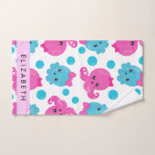 Octopusmuster, Niedlicher Kraken, Meer, Ihr Name Badhandtuch Set (Handtuch)