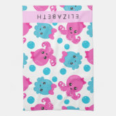 Octopusmuster, Niedlicher Kraken, Meer, Ihr Name Geschirrtuch (Vertikal)