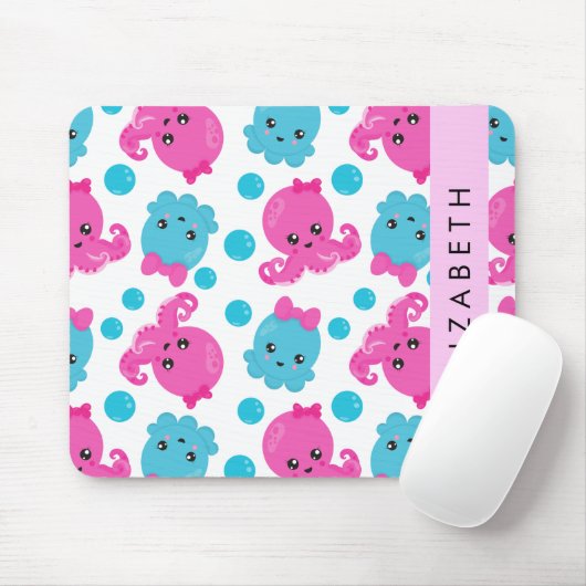 Octopusmuster, Niedlicher Kraken, Meer, Ihr Name Mousepad (Mit Mouse)