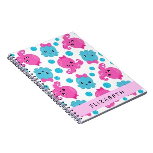 Octopusmuster, Niedlicher Kraken, Meer, Ihr Name Notizblock (Rechte Seite)