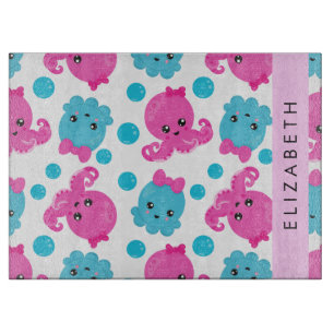 Octopusmuster, Niedlicher Kraken, Meer, Ihr Name Schneidebrett