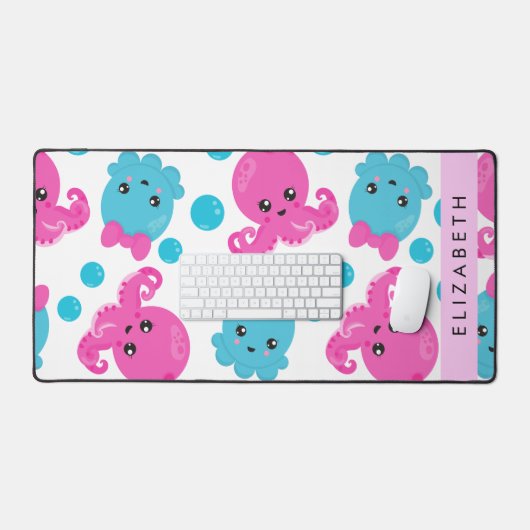 Octopusmuster, Niedlicher Kraken, Meer, Ihr Name Schreibtischunterlage (Tastatur & Maus)