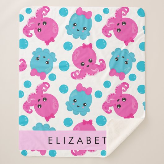 Octopusmuster, Niedlicher Kraken, Meer, Ihr Name Sherpadecke (Vorderseite)