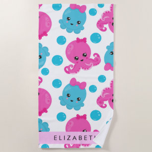 Octopusmuster, Niedlicher Kraken, Meer, Ihr Name Strandtuch